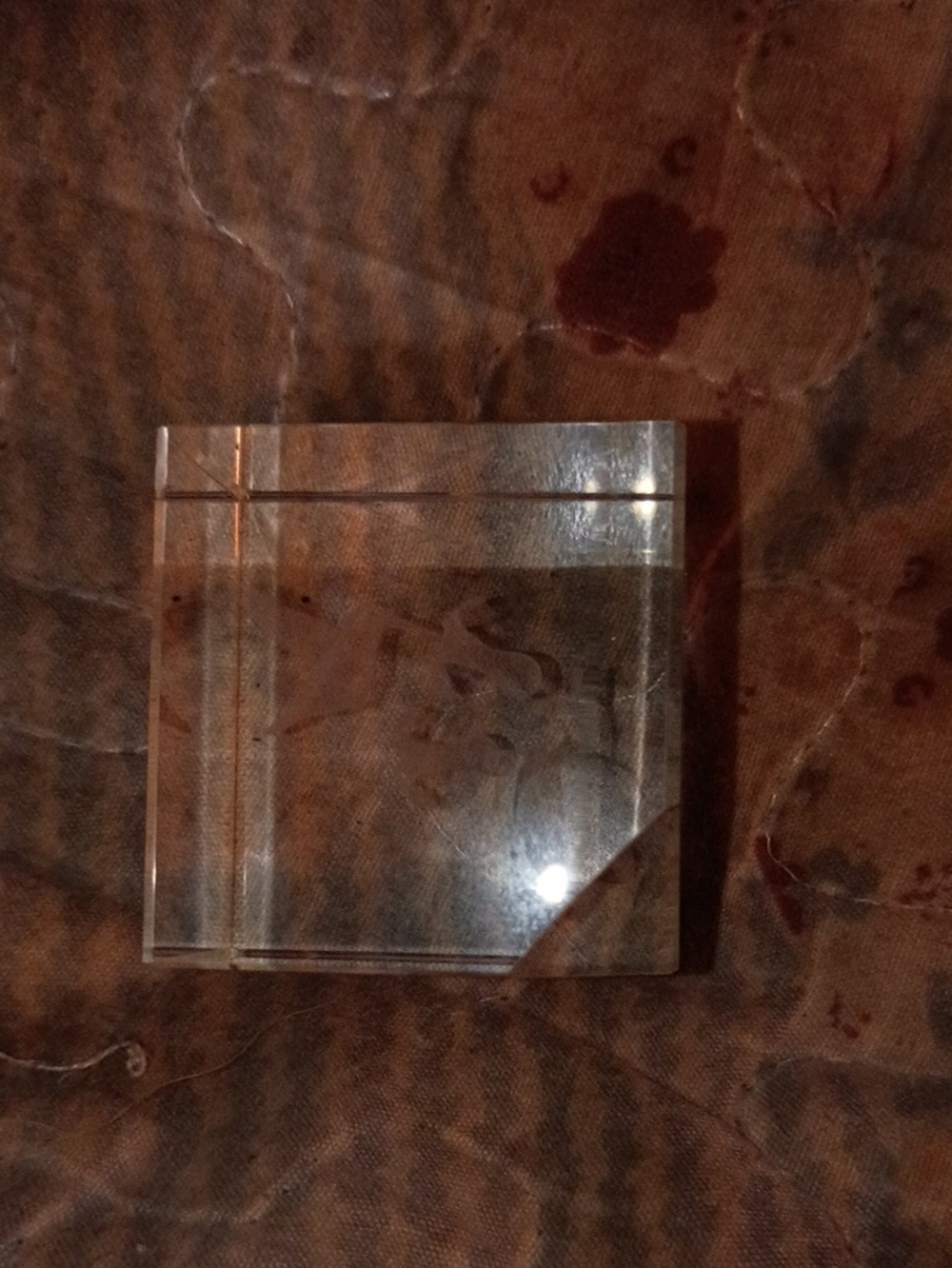 Clear Glass Decorative Paperweight with Etched Design Hummingbird ,Flowers